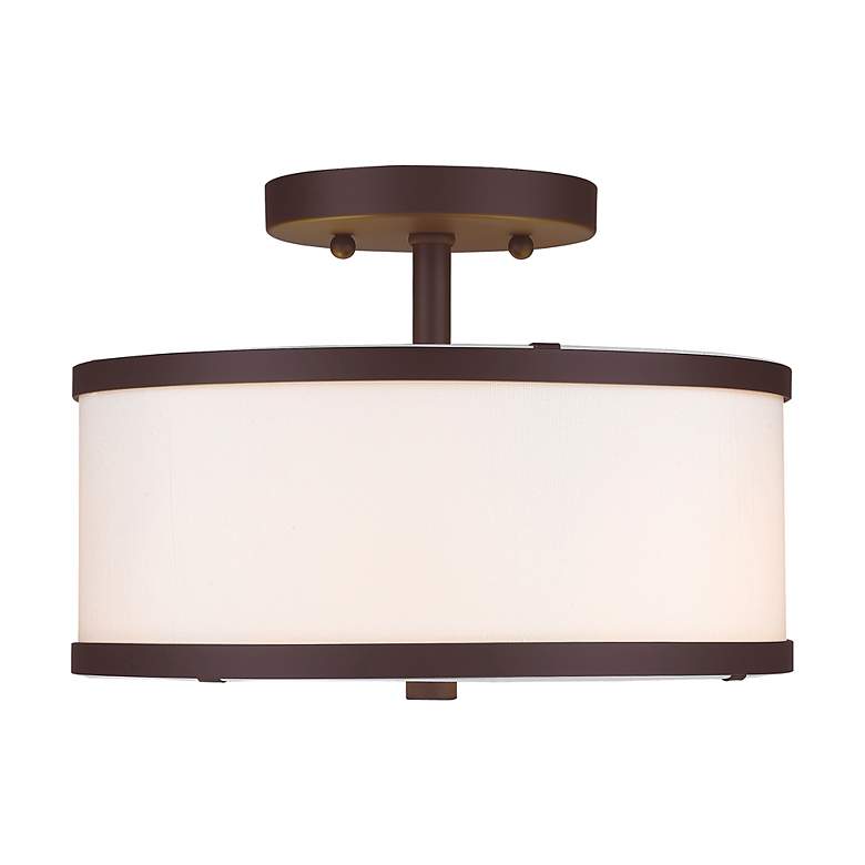 Image 5 Livex Lighting Park Ridge 11" 2-Light Bronze and White Ceiling Light more views