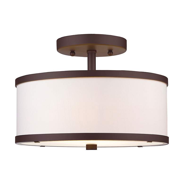 Image 6 Livex Lighting Park Ridge 11" 2-Light Bronze and White Ceiling Light more views