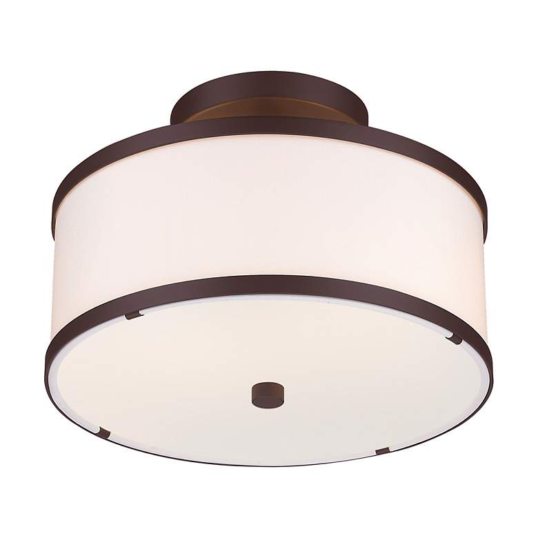 Image 7 Livex Lighting Park Ridge 11" 2-Light Bronze and White Ceiling Light more views