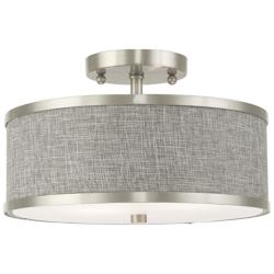 Livex Lighting Park Ridge 13" Brushed Nickel Gray Shade Ceiling Light