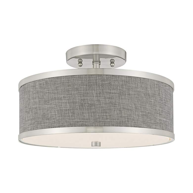Image 3 Livex Lighting Park Ridge 13" Brushed Nickel Gray Shade Ceiling Light more views