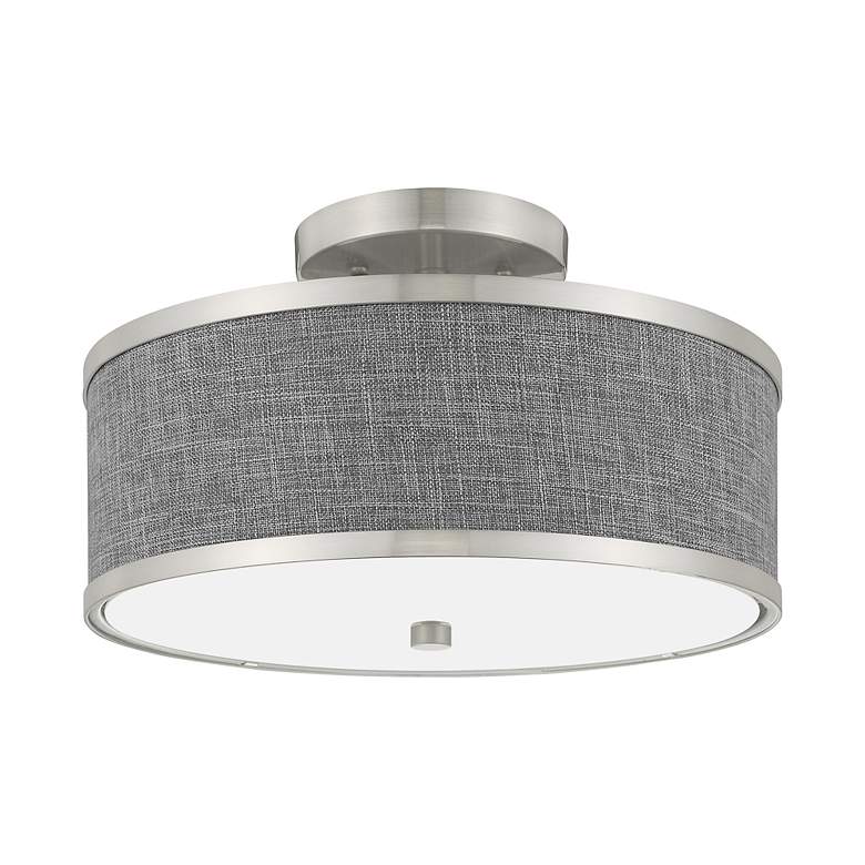 Image 4 Livex Lighting Park Ridge 13" Brushed Nickel Gray Shade Ceiling Light more views