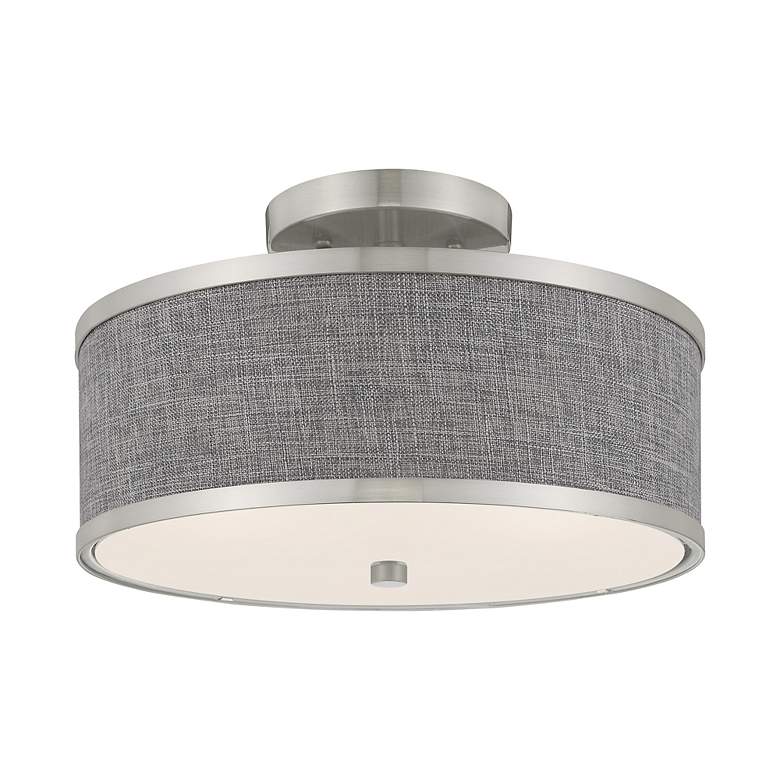 Image 5 Livex Lighting Park Ridge 13" Brushed Nickel Gray Shade Ceiling Light more views