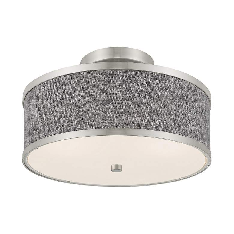 Image 6 Livex Lighting Park Ridge 13" Brushed Nickel Gray Shade Ceiling Light more views