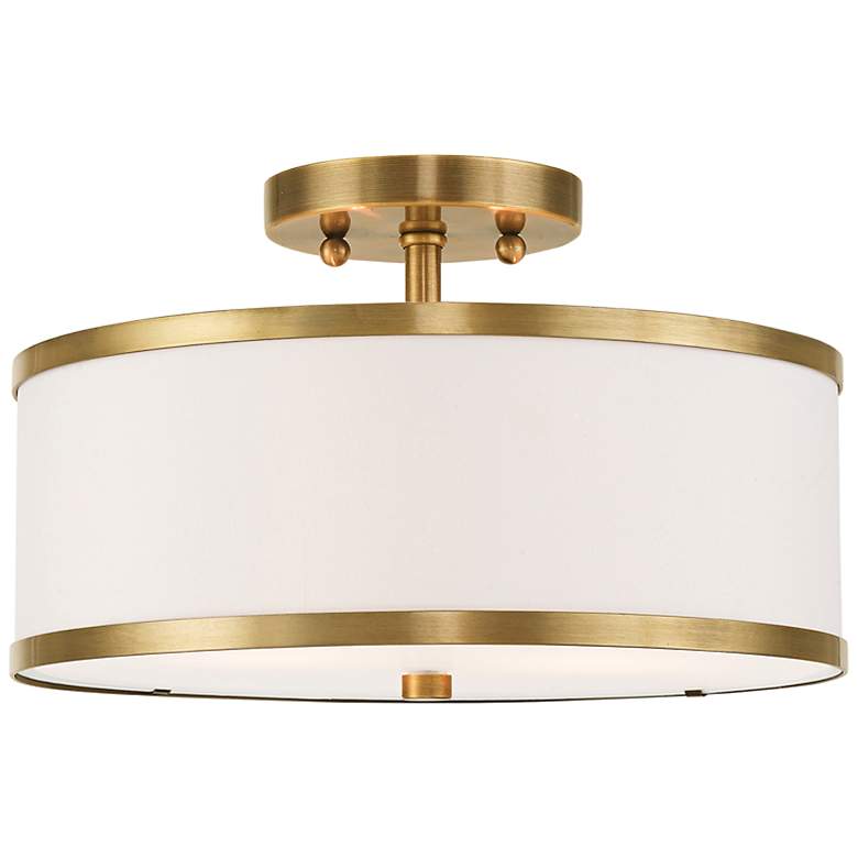 Image 3 Livex Lighting Park Ridge 13" Wide Antique Brass Drum Ceiling Light