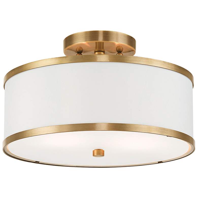 Image 6 Livex Lighting Park Ridge 13" Wide Antique Brass Drum Ceiling Light more views