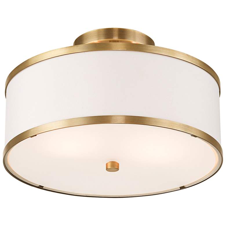 Image 7 Livex Lighting Park Ridge 13" Wide Antique Brass Drum Ceiling Light more views