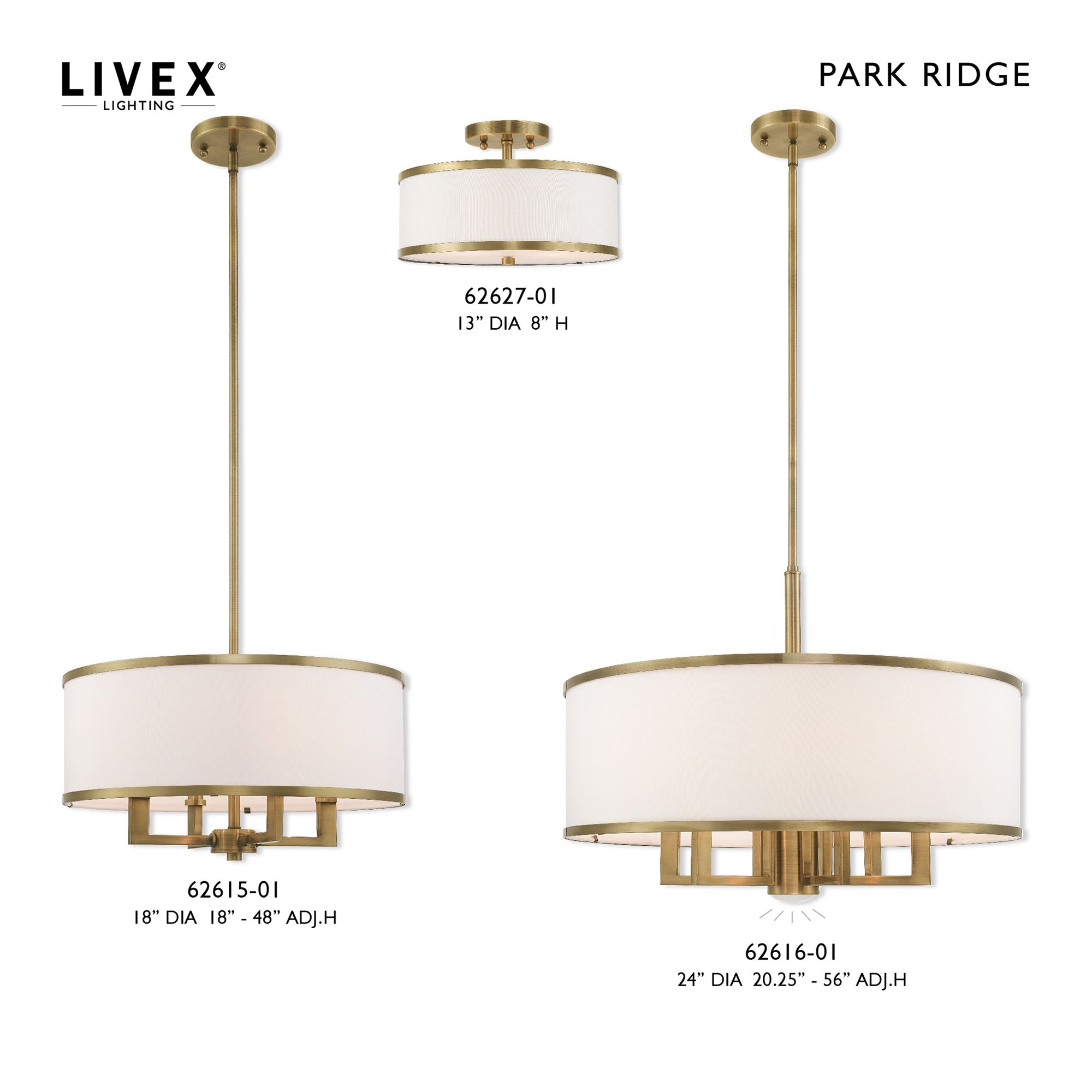 Livex Lighting Park Ridge 13" Wide Antique Brass Drum Ceiling Light in scene