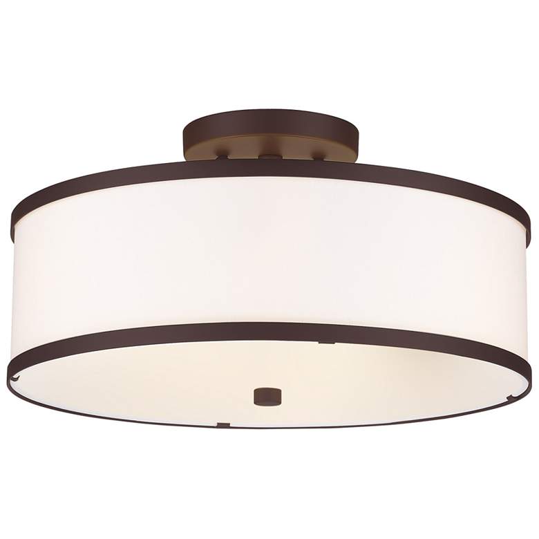 Image 2 Livex Lighting Park Ridge 15" 3-Light Bronze White Drum Ceiling Light