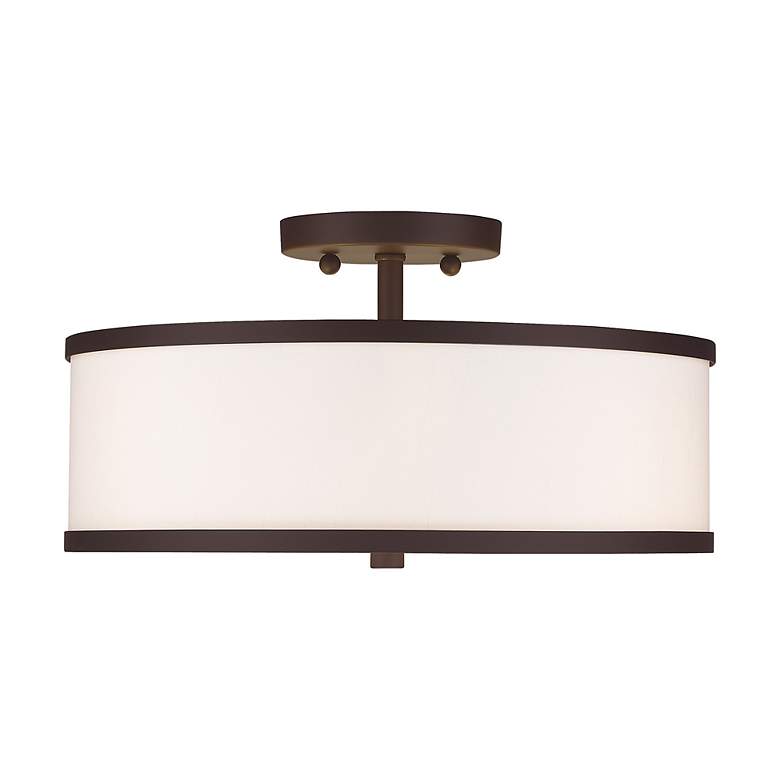 Image 4 Livex Lighting Park Ridge 15" 3-Light Bronze White Drum Ceiling Light more views