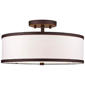 Image5 of Livex Lighting Park Ridge 15" 3-Light Bronze White Drum Ceiling Light more views