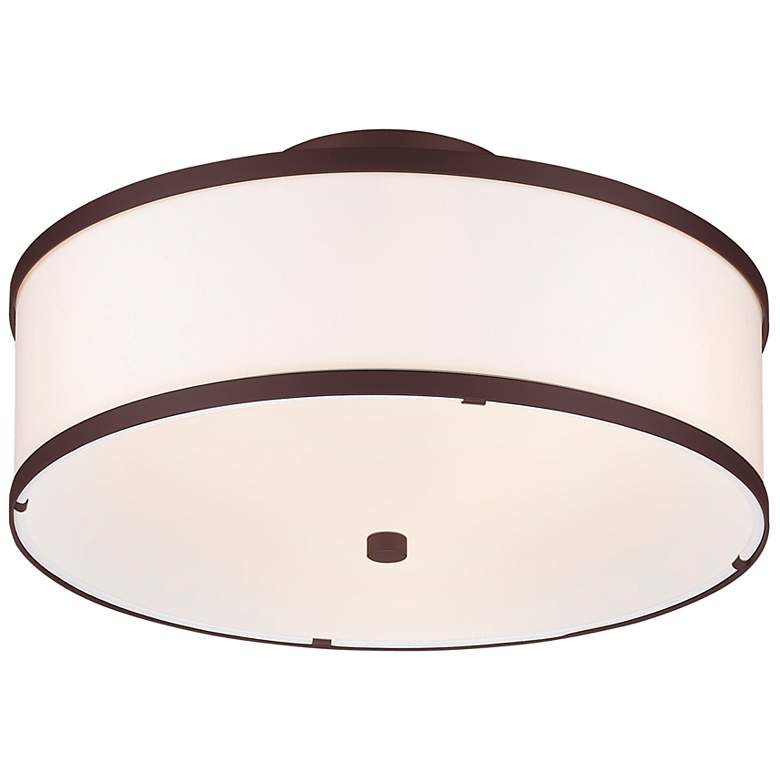 Image 6 Livex Lighting Park Ridge 15" 3-Light Bronze White Drum Ceiling Light more views