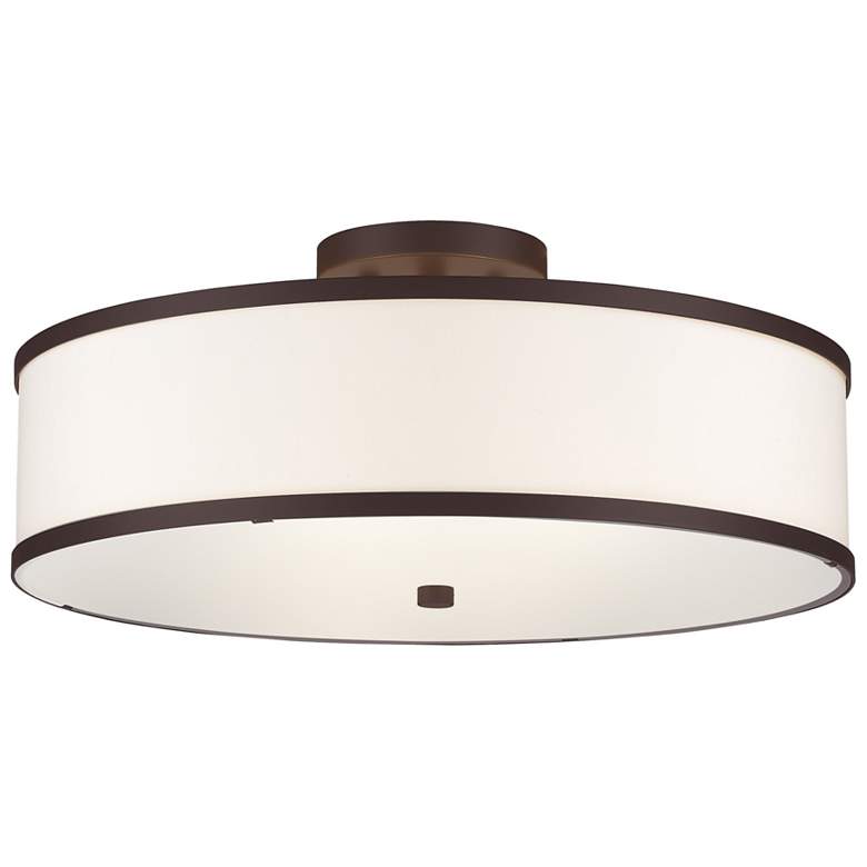 Image 1 Livex Lighting Park Ridge 18" 3-Light Bronze White Drum Ceiling Mount