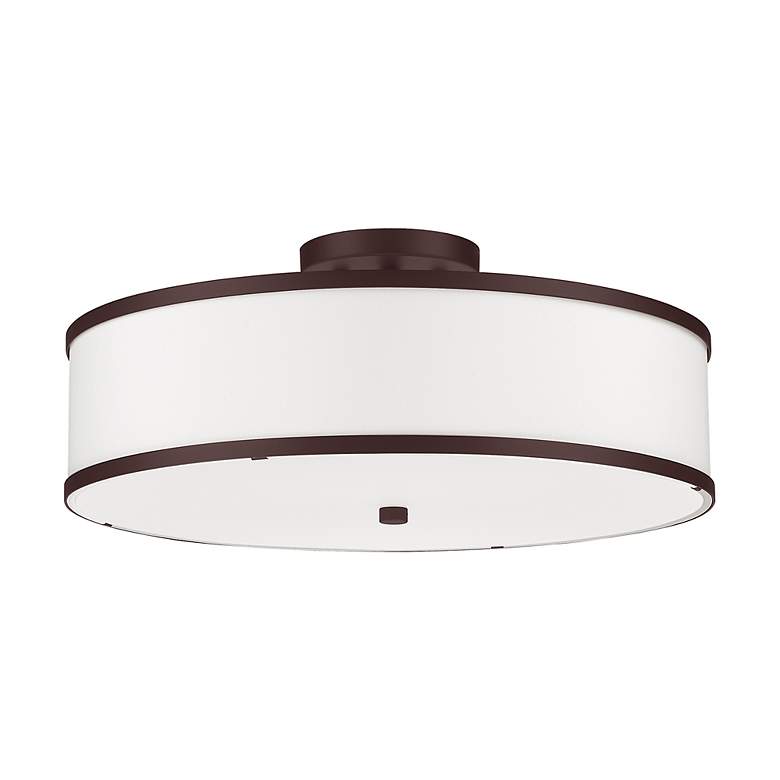 Image 3 Livex Lighting Park Ridge 18" 3-Light Bronze White Drum Ceiling Mount more views
