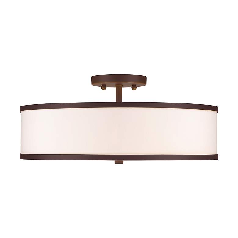 Image 4 Livex Lighting Park Ridge 18" 3-Light Bronze White Drum Ceiling Mount more views