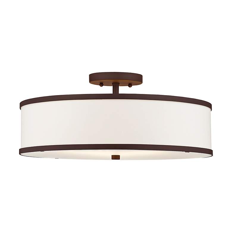 Image 5 Livex Lighting Park Ridge 18" 3-Light Bronze White Drum Ceiling Mount more views