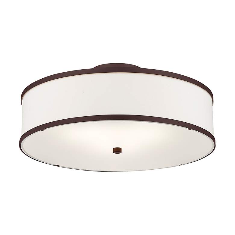 Image 6 Livex Lighting Park Ridge 18" 3-Light Bronze White Drum Ceiling Mount more views