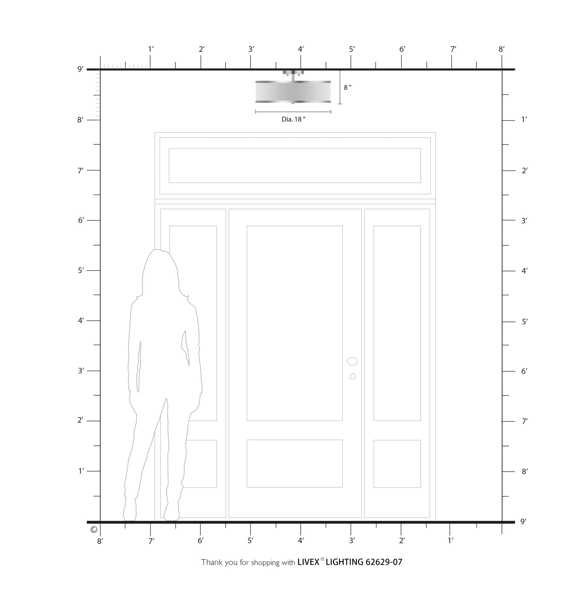 Livex Lighting Park Ridge 18" 3-Light Bronze White Drum Ceiling Mount