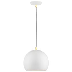 Livex Lighting Piedmont 10" Polished Brass Gloss White Globe Pendant