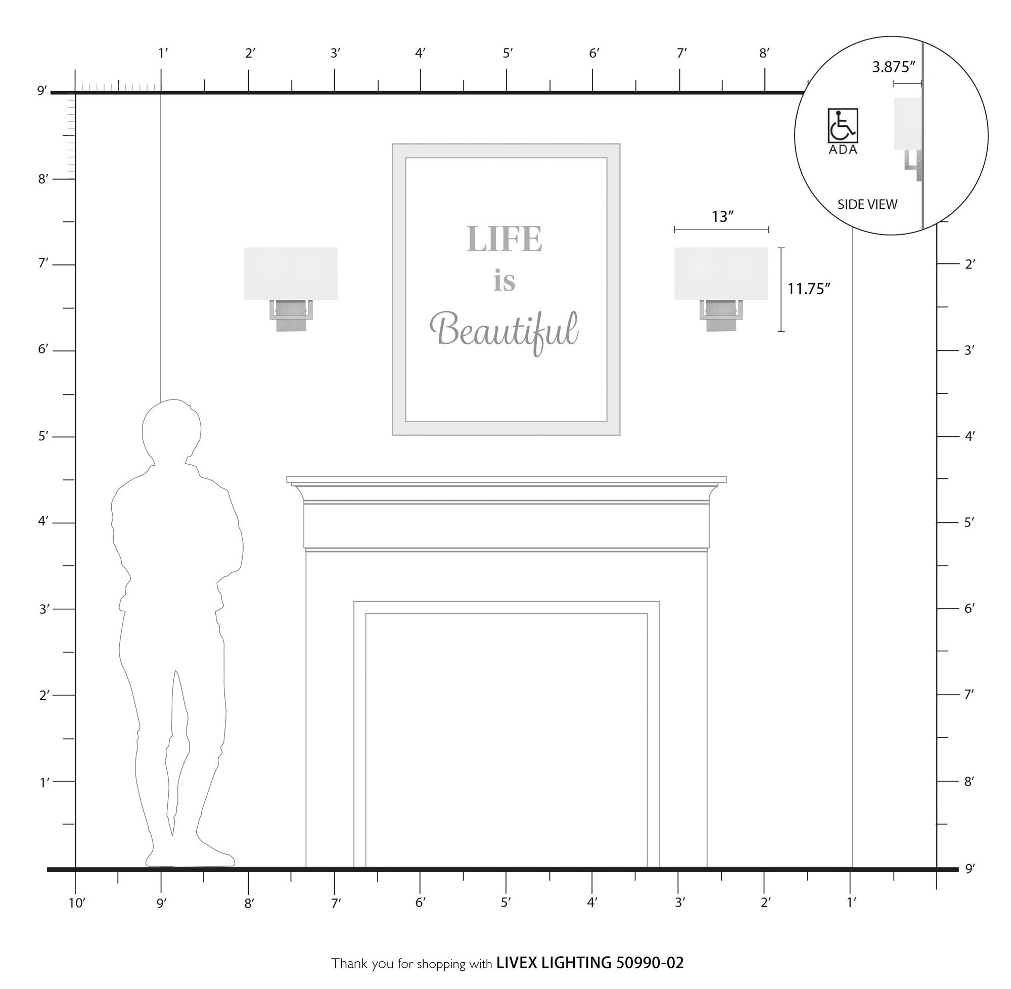 Livex Lighting Pierson 13" Wide 2-Light Polished Brass ADA Wall Sconce