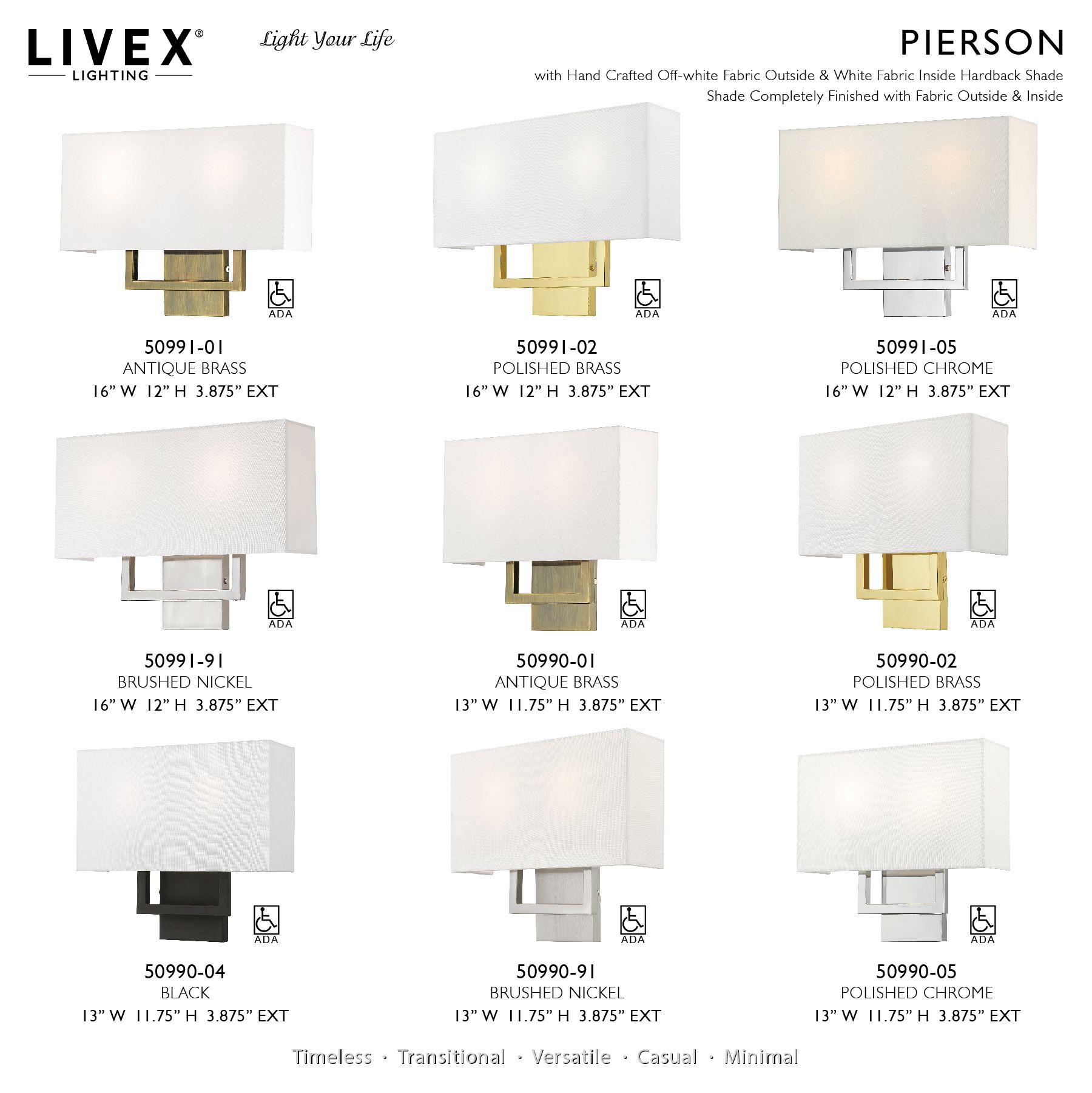Livex Lighting Pierson 13" Wide 2-Light Polished Brass ADA Wall Sconce