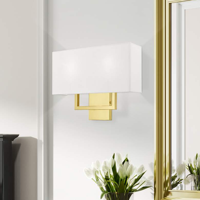 Image 1 Livex Lighting Pierson 16" Wide 2-Light Polished Brass Wall Sconce