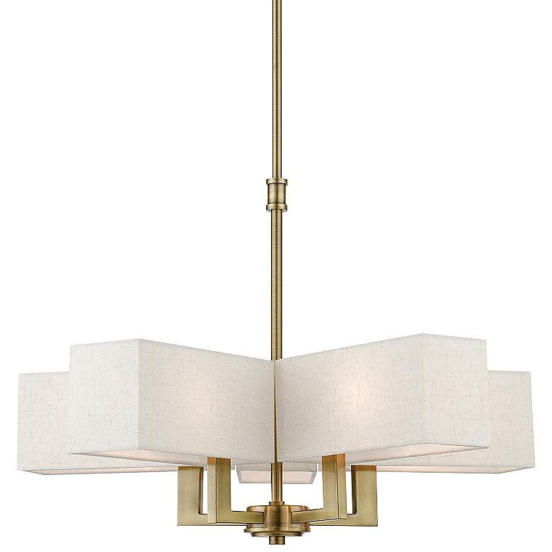 Image 3 Livex Lighting Rubix 26" Wide Antique Brass 5-Light Chandelier