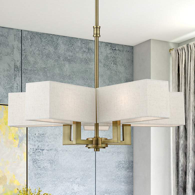Image 2 Livex Lighting Rubix 26" Wide Antique Brass 5-Light Chandelier