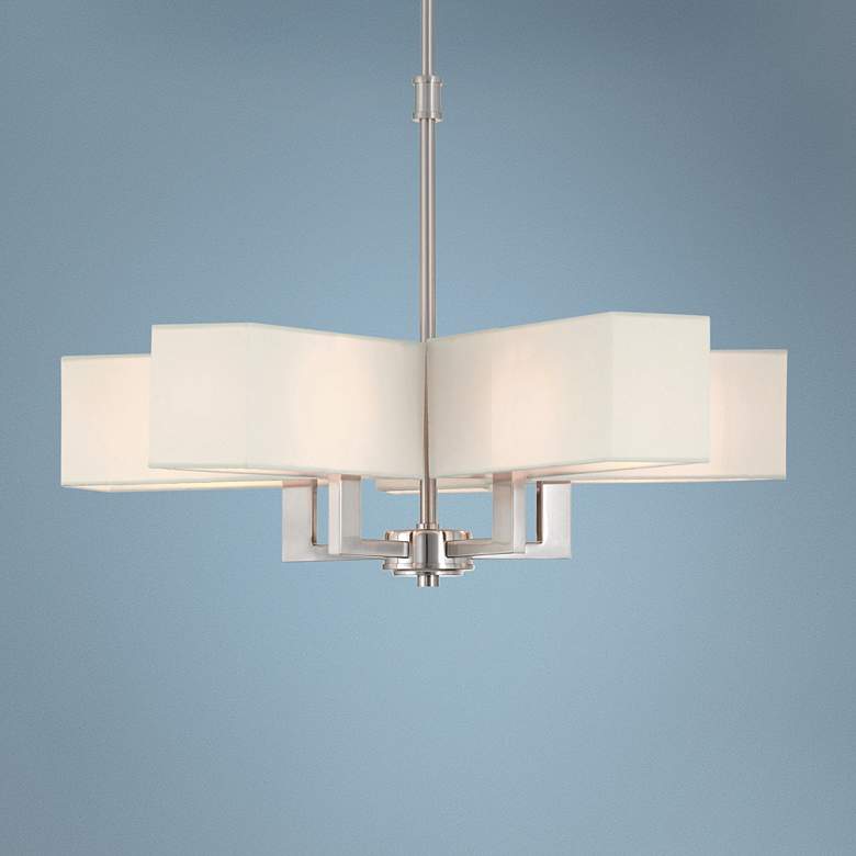 Image 1 Livex Lighting Rubix 26" Wide Brushed Nickel 5-Light Shade Chandelier