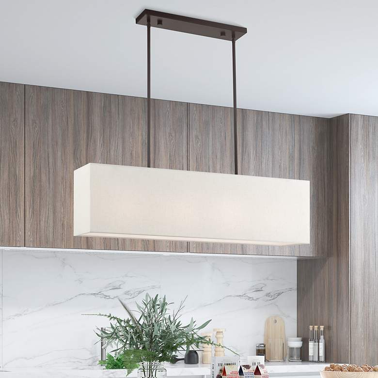 Image 1 Livex Lighting Summit 36" 4-Light English Bronze Linear Chandelier