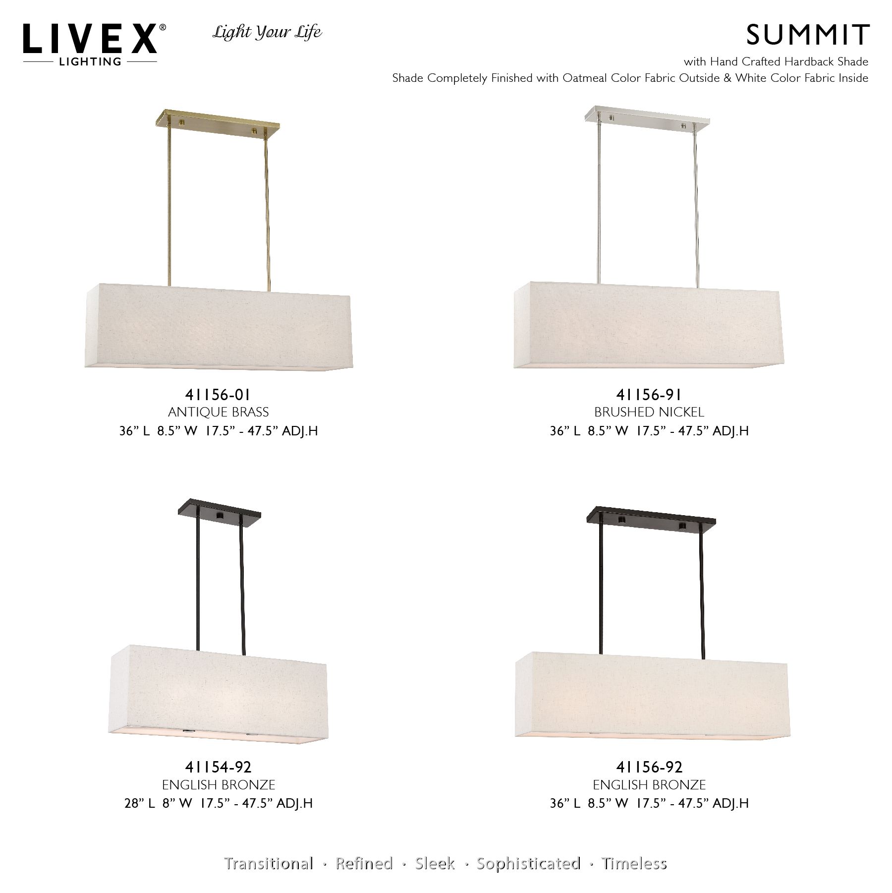 Livex Lighting Summit 36" 4-Light English Bronze Linear Chandelier
