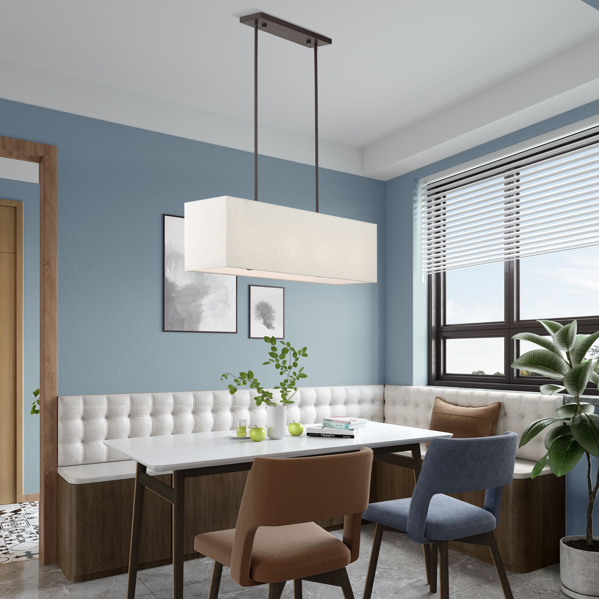 Livex Lighting Summit 36" 4-Light English Bronze Linear Chandelier