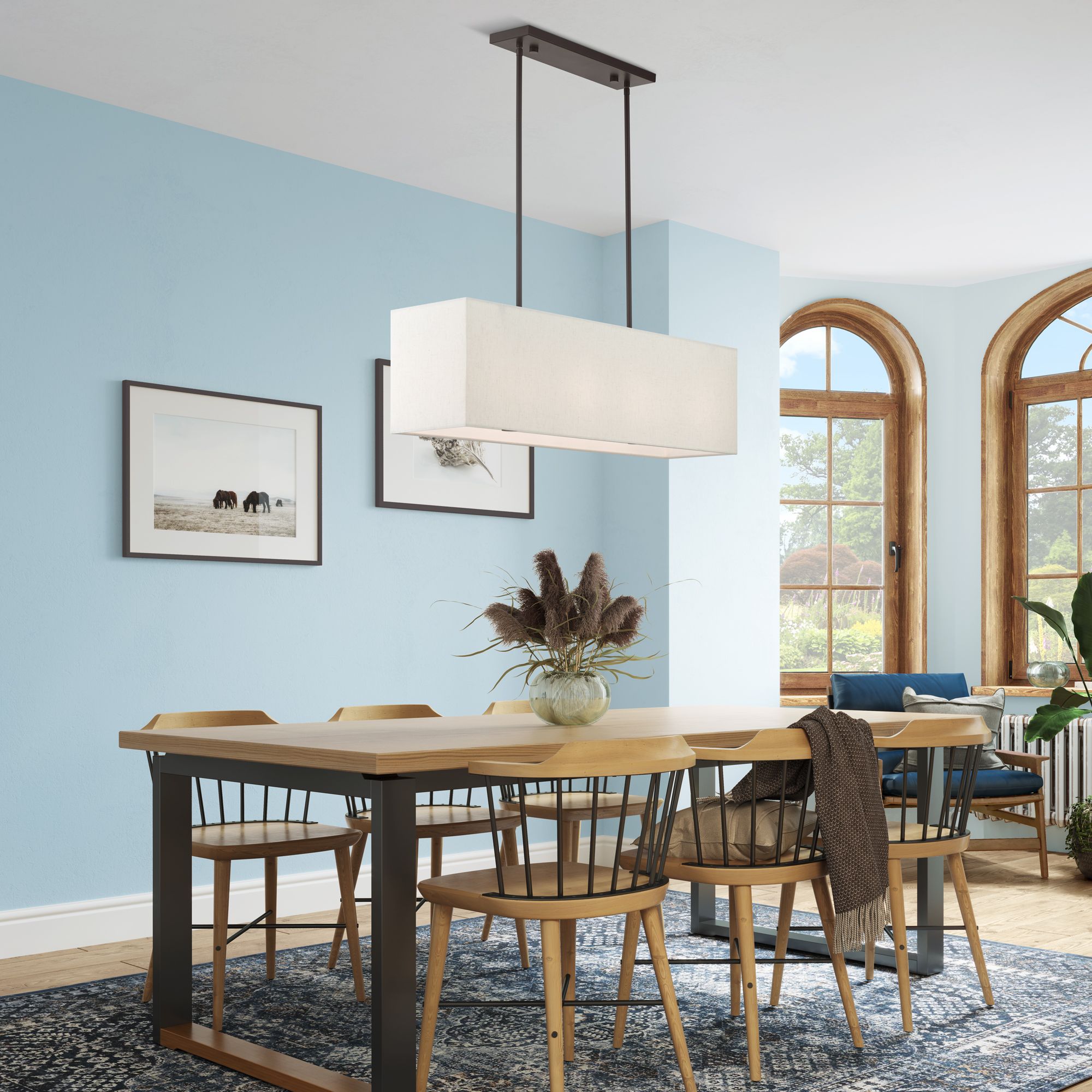 Livex Lighting Summit 36" 4-Light English Bronze Linear Chandelier