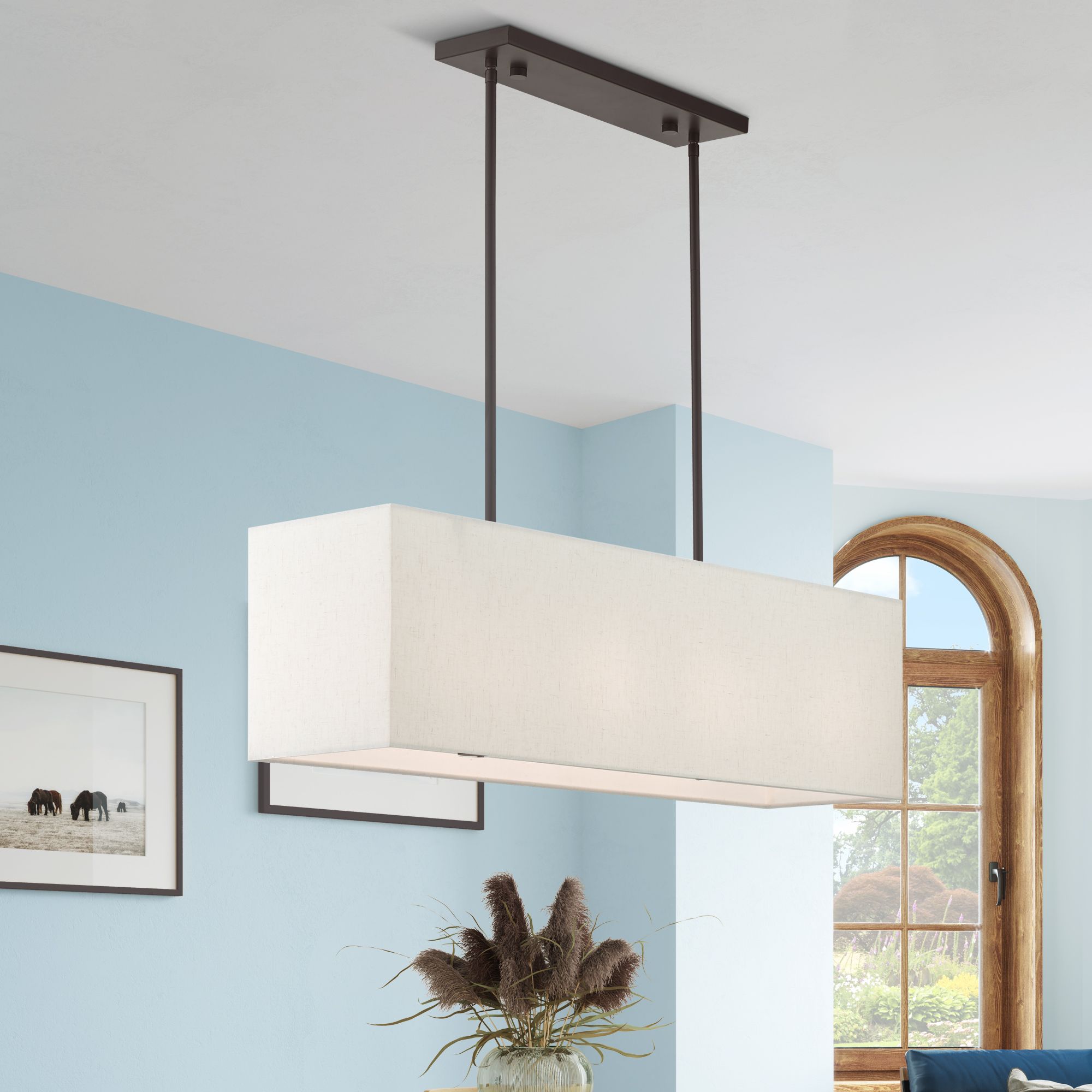 Livex Lighting Summit 36" 4-Light English Bronze Linear Chandelier