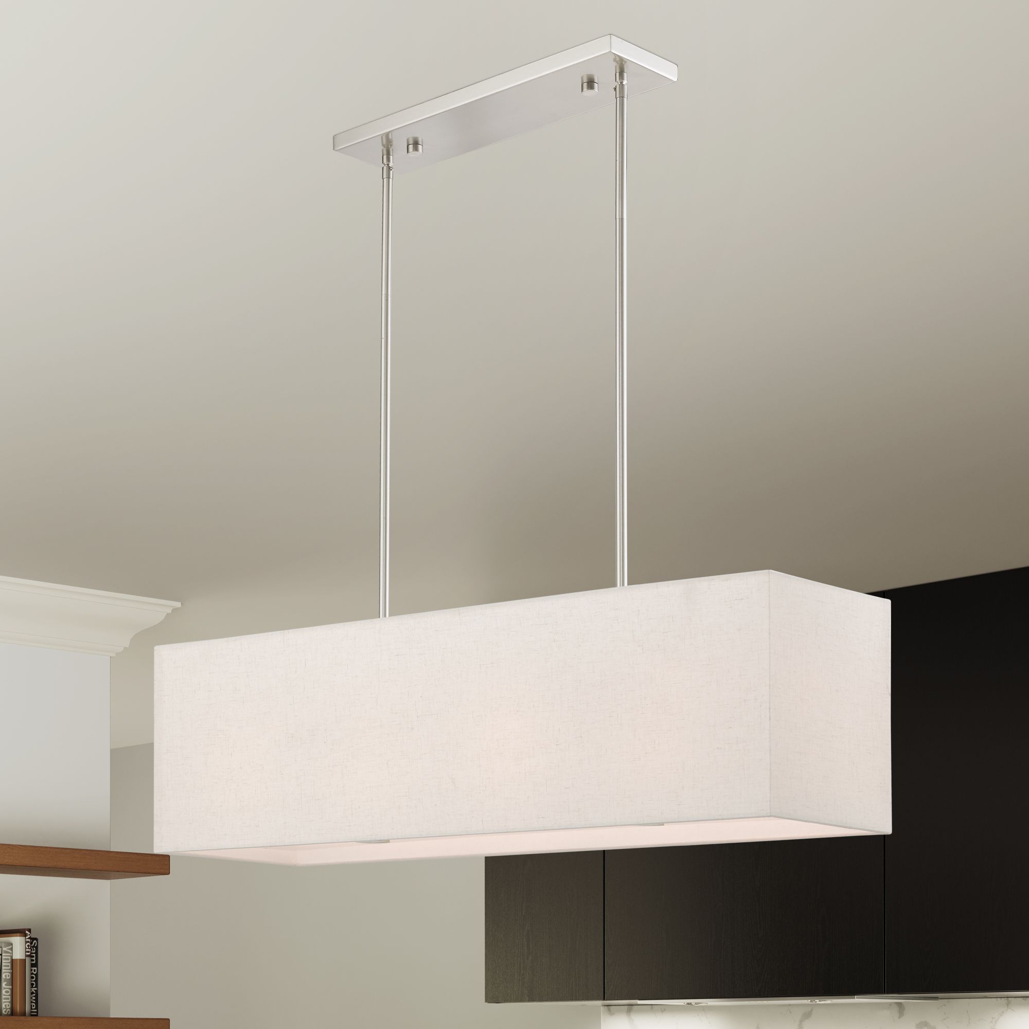 Livex Lighting Summit 36" Wide Brushed Nickel Linear Shade Chandelier in scene