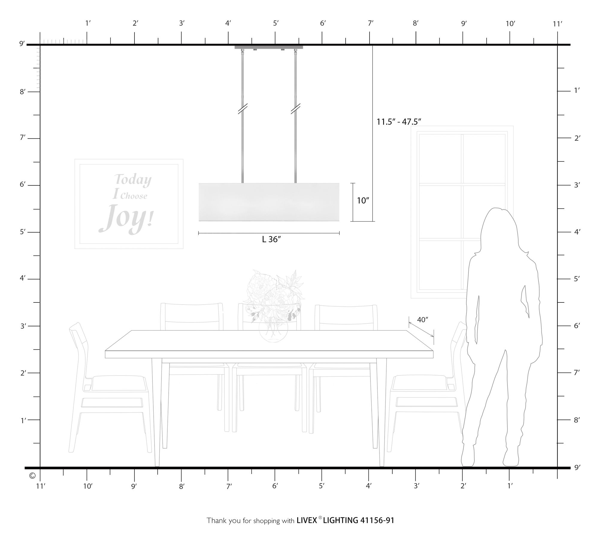 Livex Lighting Summit 36" Wide Brushed Nickel Linear Shade Chandelier in scene