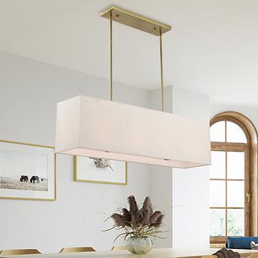 Livex Lighting Summit 36" Wide Antique Brass Linear Shade Chandelier