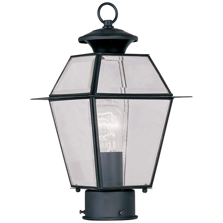 Image 2 Livex Lighting Westover 14" High 1-Light Black Outdoor Post Lantern