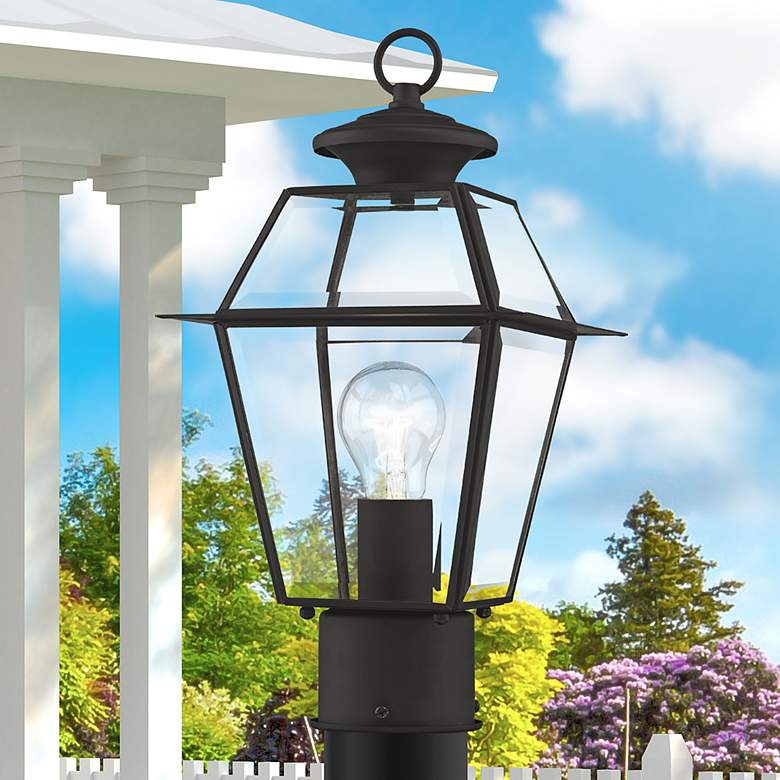 Image 4 Livex Lighting Westover 14" High 1-Light Black Outdoor Post Lantern more views