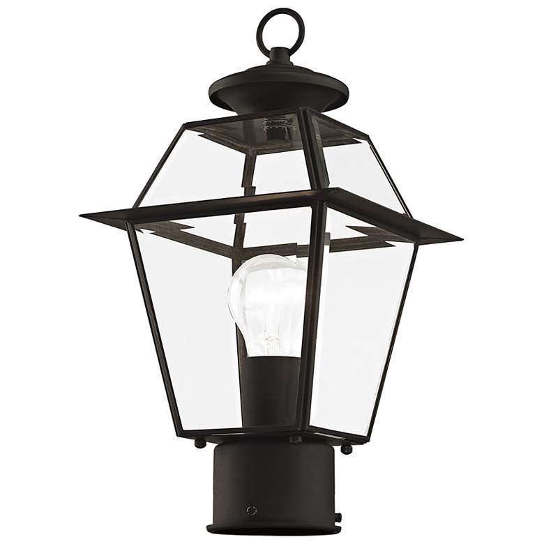 Image 6 Livex Lighting Westover 14" High 1-Light Black Outdoor Post Lantern more views