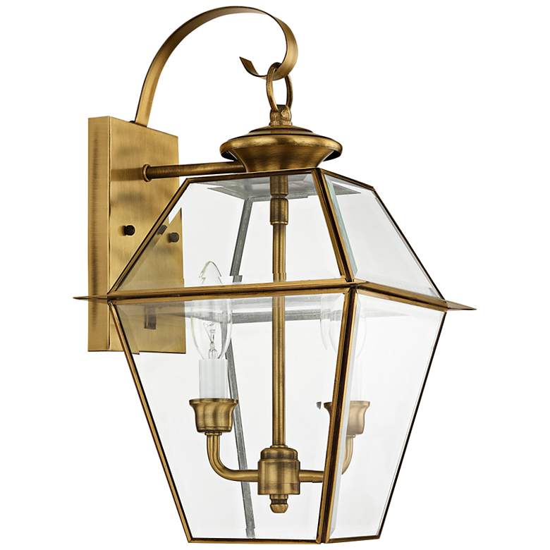 Image 2 Livex Lighting Westover 16 1/2" High Antique Brass Outdoor Wall Light