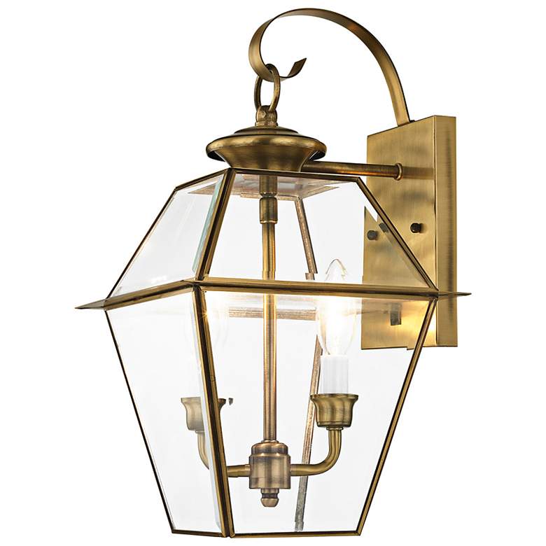 Image 4 Livex Lighting Westover 16 1/2" High Antique Brass Outdoor Wall Light more views