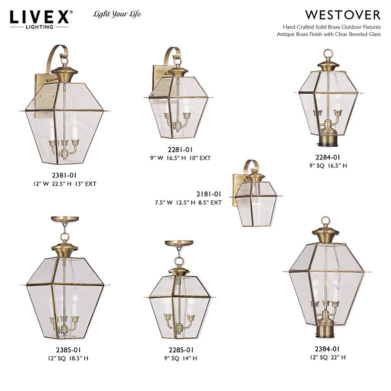 Image 7 Livex Lighting Westover 16 1/2" High Antique Brass Outdoor Wall Light more views