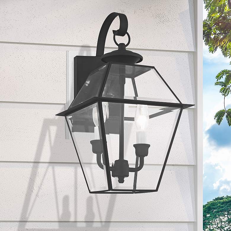 Image 1 Livex Lighting Westover 16 1/2" High Black Outdoor Wall Light