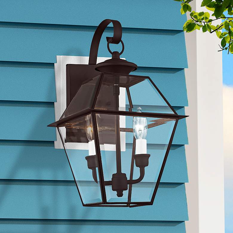 Image 1 Livex Lighting Westover 16 1/2" High Bronze Outdoor Wall Light