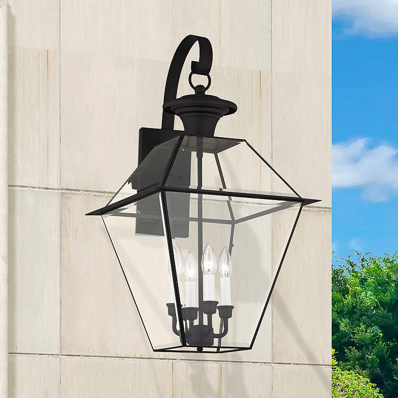 Image 1 Livex Lighting Westover 27 1/2" High Black Outdoor Wall Light