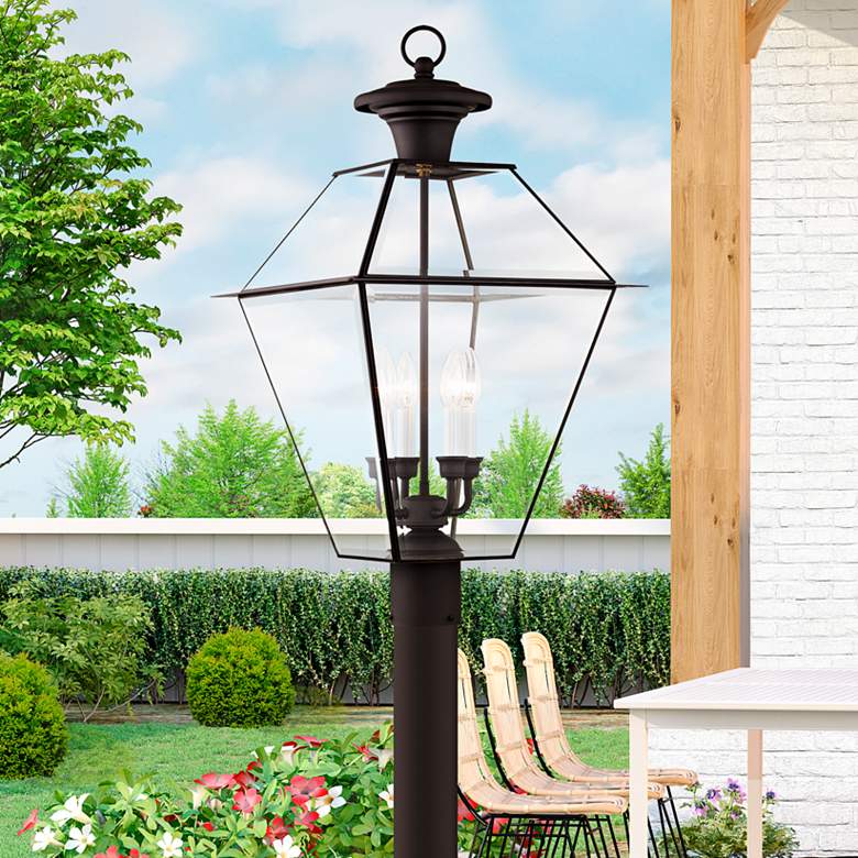 Image 1 Livex Lighting Westover 27 1/2" High Bronze Outdoor Post Mount Light