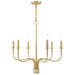 Livex Lisbon 26" Wide Satin Brass 6-Light Traditional Chandelier