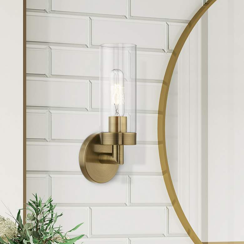 Image 1 Livex Ludlow 11 3/4" High Antique Brass ADA Wall Sconce