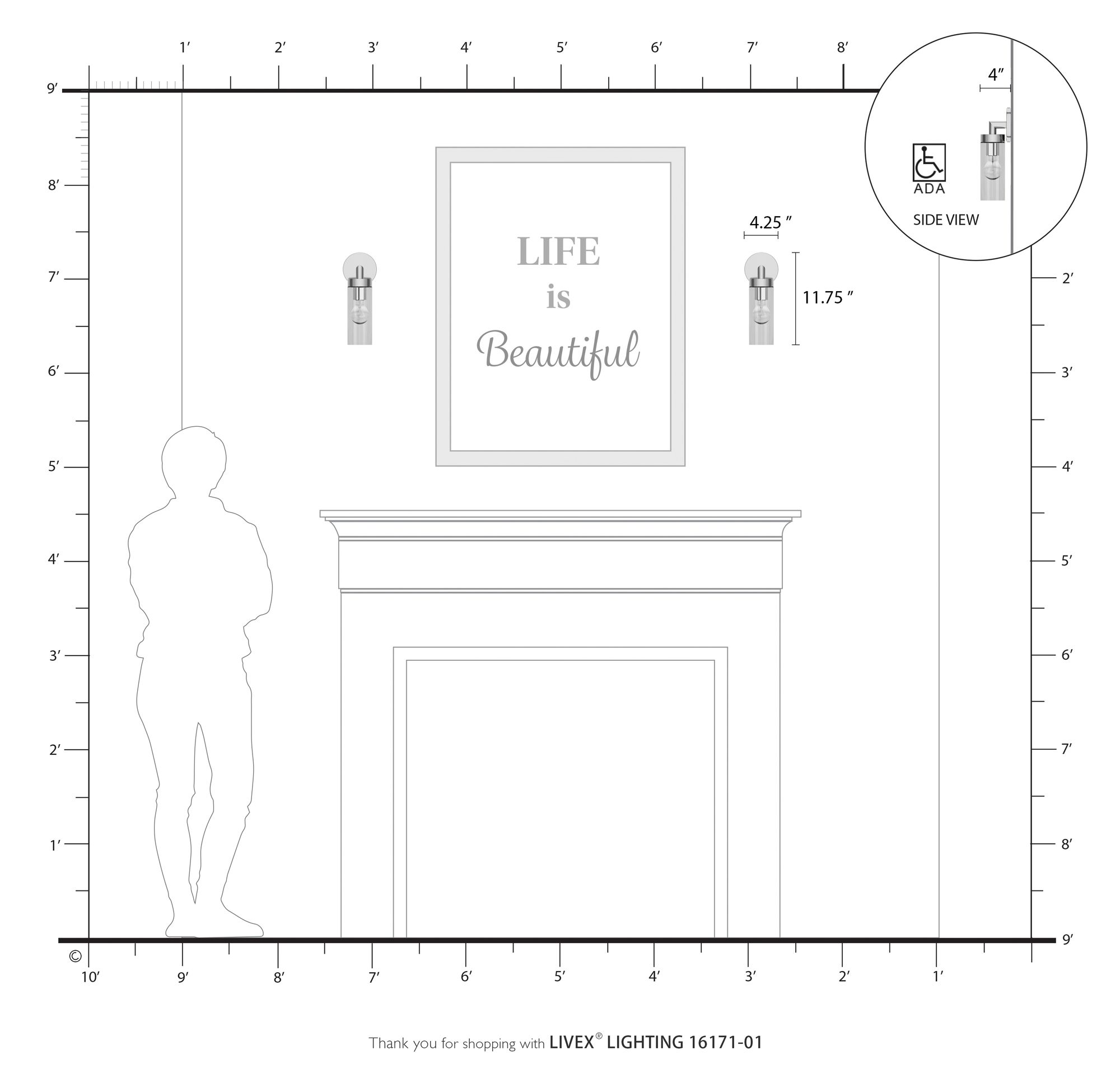 Livex Ludlow 11 3/4" High Antique Brass ADA Wall Sconce